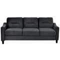 Couch Comfortable Sectional Couches Set 1 2 3 Black Velvet Wood Primary Living Space Soft Tufted Back Medium Duty Art Deco Oak Square Arms Memory Foam Velvet 6 Seat