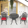Cushions In Random Colors 3 Piece Set Of Cast Aluminum Patio Furniture With Cushions Yes Dining Set Black Seats 2 Rust Resistant Frame Water Resistant Cushion Garden & Outdoor Complete Patio Sets Aluminium