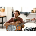 Beginner Metal Resonator Guitar, Full Size Circular Neck Traditional Resonator, Built In Preamplifier Tiger Wood