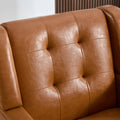 Modern Soft Leather Material Ergonomics Accent Chair Living Room Chair Bedroom Chair Home Chair With Black Legs For Indoor Home Light Brown Pu Light Brown Foam Upholstered