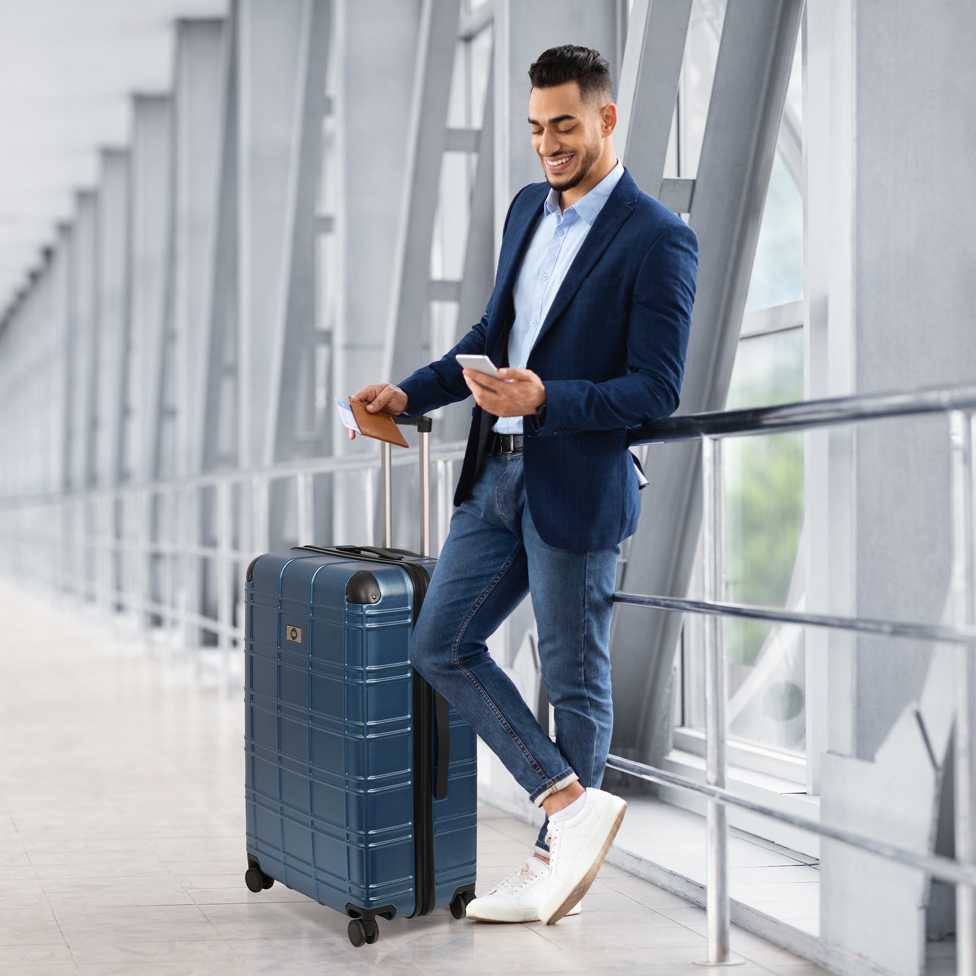 Luggage Sets Abs Pc Hardshell 4Pcs Luggage Hardside Lightweight Durable Suitcase Sets Spinner Wheels Suitcase With Tsa Lock 12 20 24 28 ,Pearl Blue Blue Abs Pc