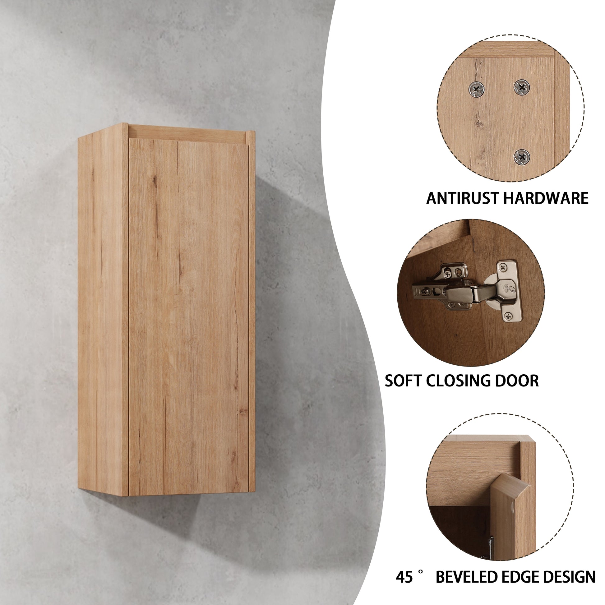 36" Wall Mounted Bathroom Vanity With Sink And Side Cabinet, Soft Close Doors,00112Imox2 0624Imo 0612Gwh Combination Cabinet Kd Packing Imitative Oak Bathroom Modern Plywood Plywood