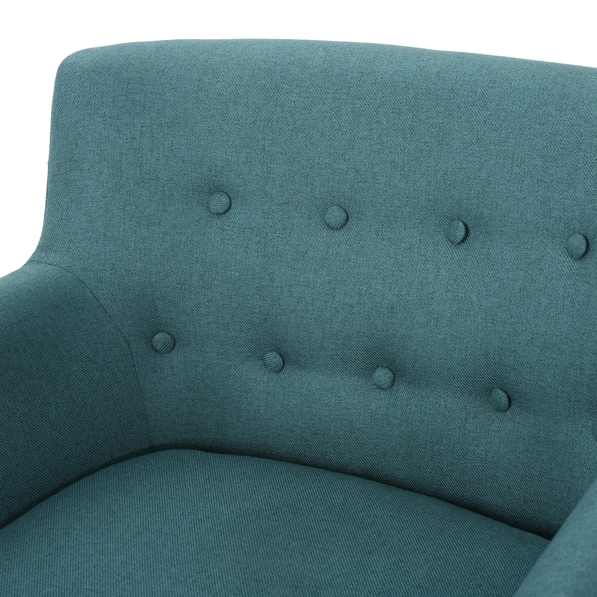 Club Chair, Mid Century Modern Fabric Club Chair, Dark Teal Natural Teal Fabric