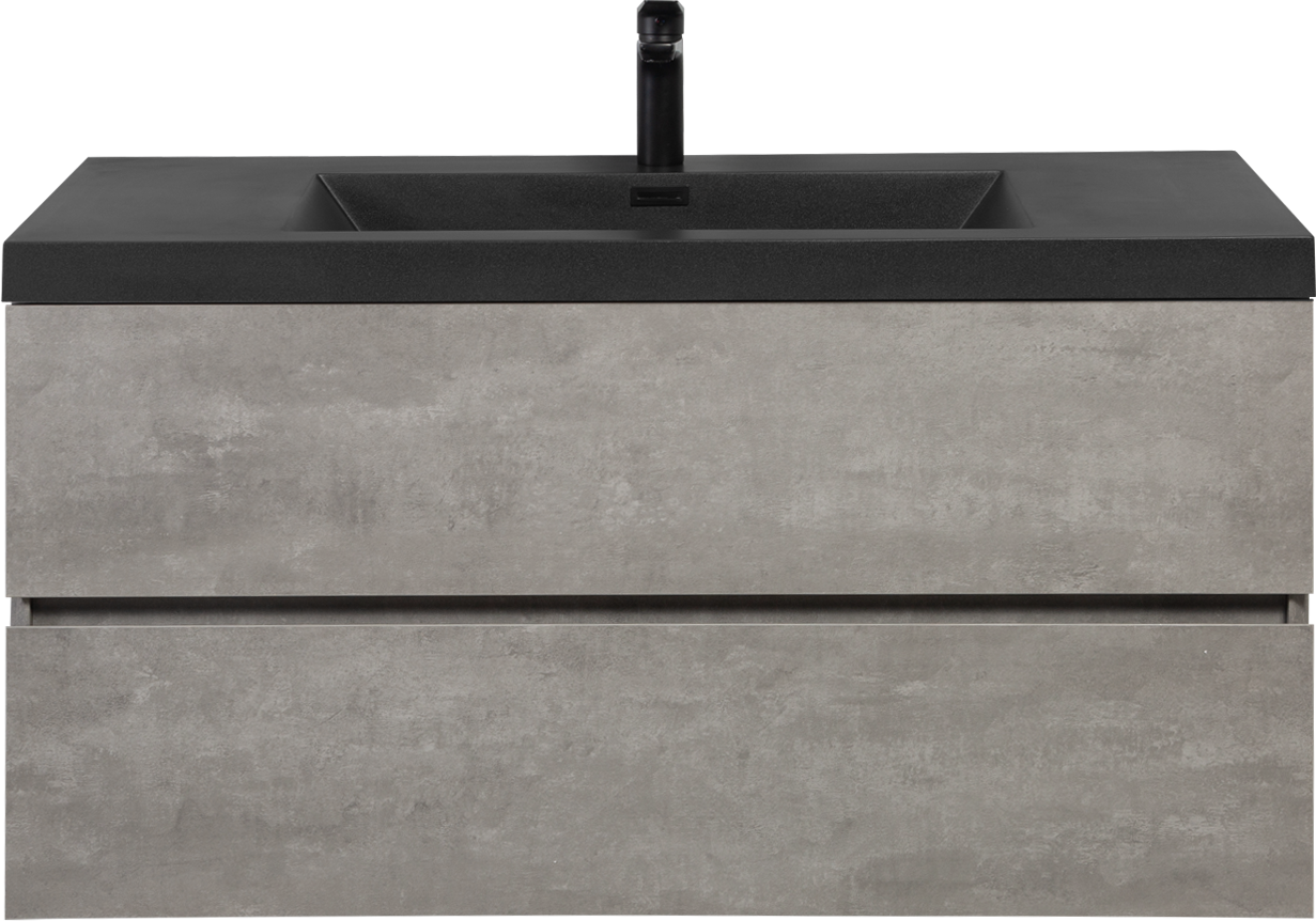 42" Floating Bathroom Vanity With Sink, Modern Wall Mounted Bathroom Storage Vanity Cabinet With Black Quartz Sand Top Basin And Soft Close Drawers, Grey 24V12 42Gr Grey Melamine