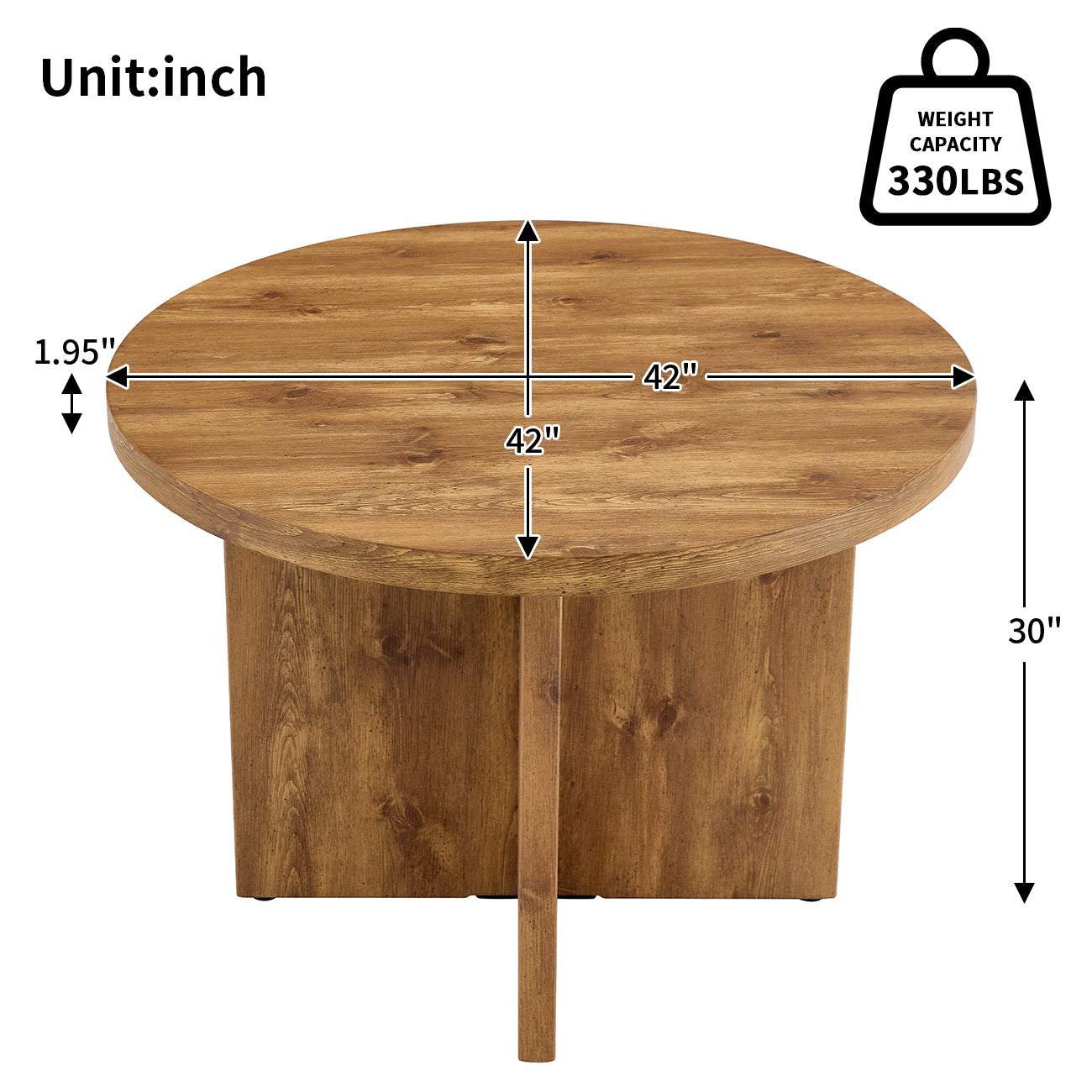 Round Dining Table For 4 6, 42 Inch Modern Kitchen Table Small Dinner Table Mdf Kitchen Dinning Table For Cafe Restaurant Wine Bar Home Office Conference Brown Farmhouse,Mid Century Modern,Modern Round Mdf