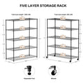 Warehouse, Supermarket,Kitchen,And Other 5 Layer Heavy Duty Adjustable Shelves With Wheels And Adjustable Feet,Each Metal Frame Bearing 300 Pounds. 59.45