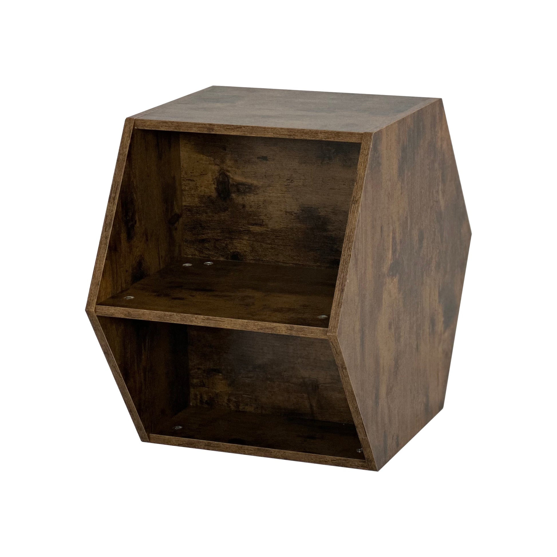 23.62'' Hexagonal Coffee Table Side Table Nightstand Antique Wood Antique Brown Mdf