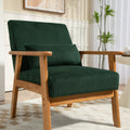 Leisure Chair With Solid Wood Armrest And Feet, Leisure Chair, Wood Frame, Velvet, L, Solid Rubber Wood Legs, Mid Century Modern Accent Chair, For Living Room Bedroom Studio Chair Emerald Corduroy