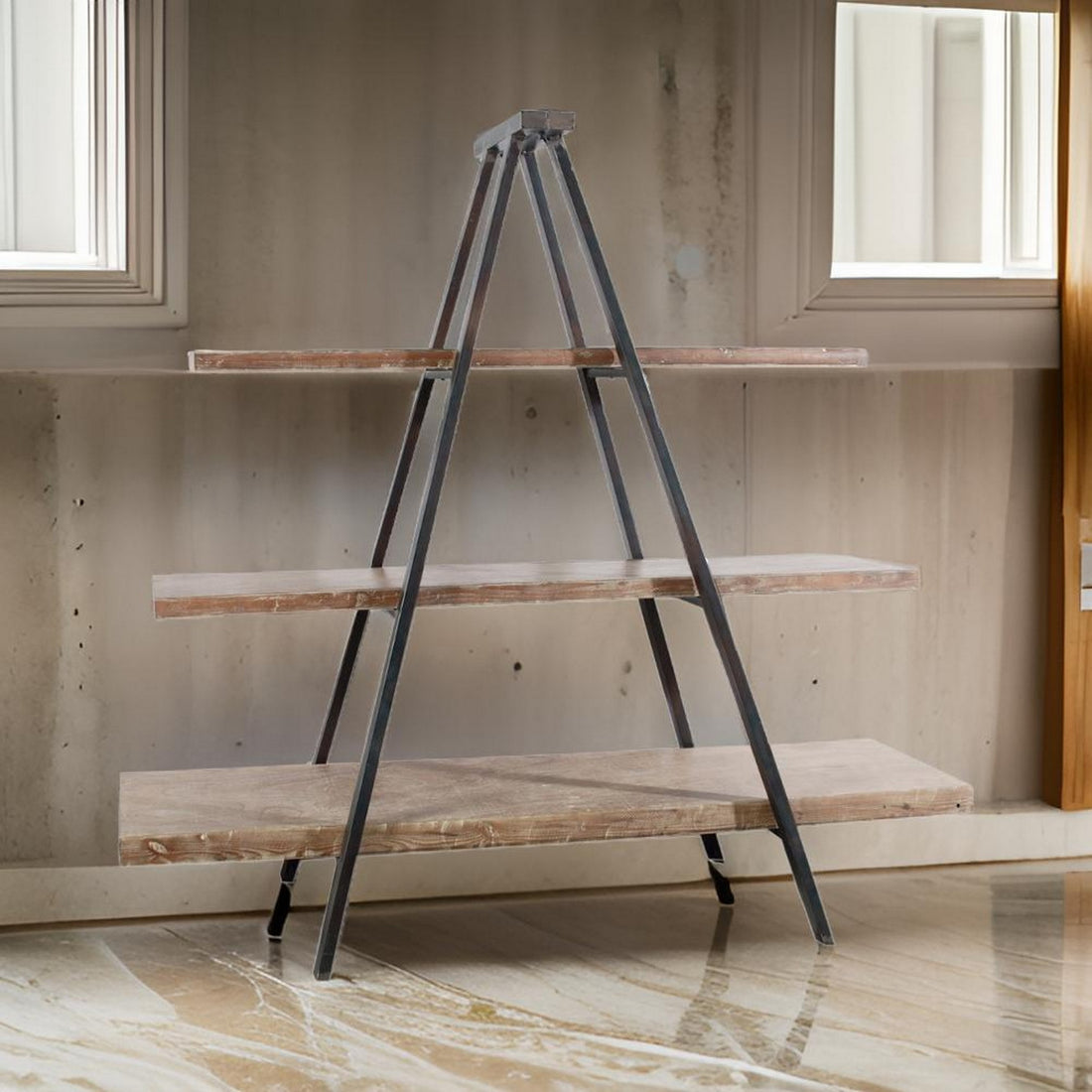 Rustiy Charmed 3 Tier Ramsden Bookshelf Brown Black Wood Metal