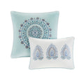 8 Piece Cotton Floral Printed Reversible Comforter Set Blue Queen Queen Blue Cotton