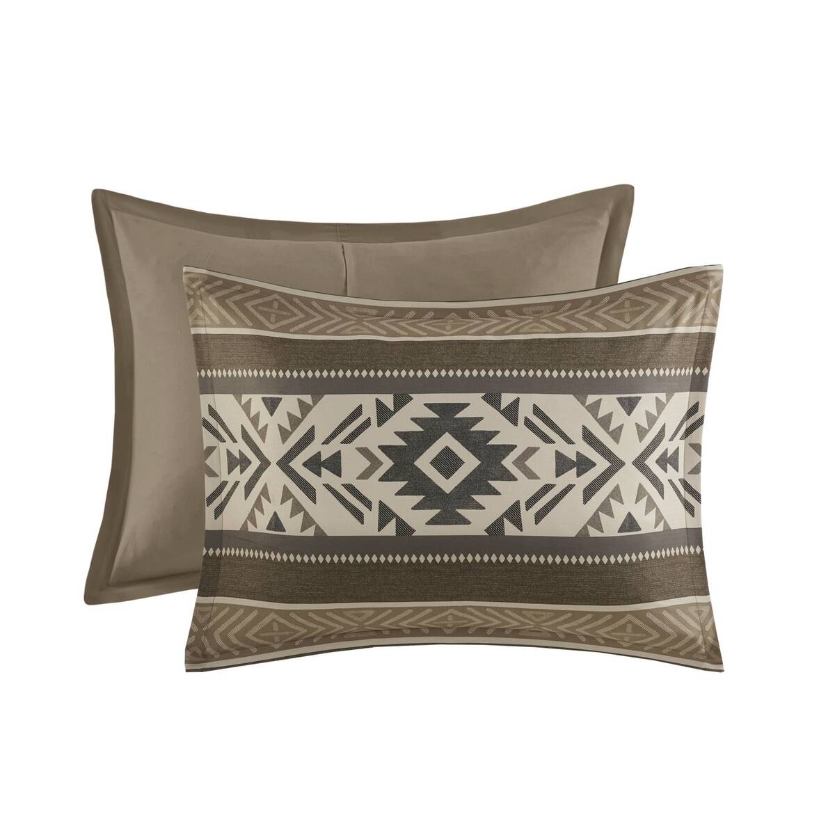 5 Piece Stripe Herringbone Comforter Set With Throw Pillows Brown Full Queen Brown Polyester