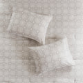 6 Piece Embroidered Cotton Reversible Comforter Set Ivory Full Queen Full Ivory Polyester