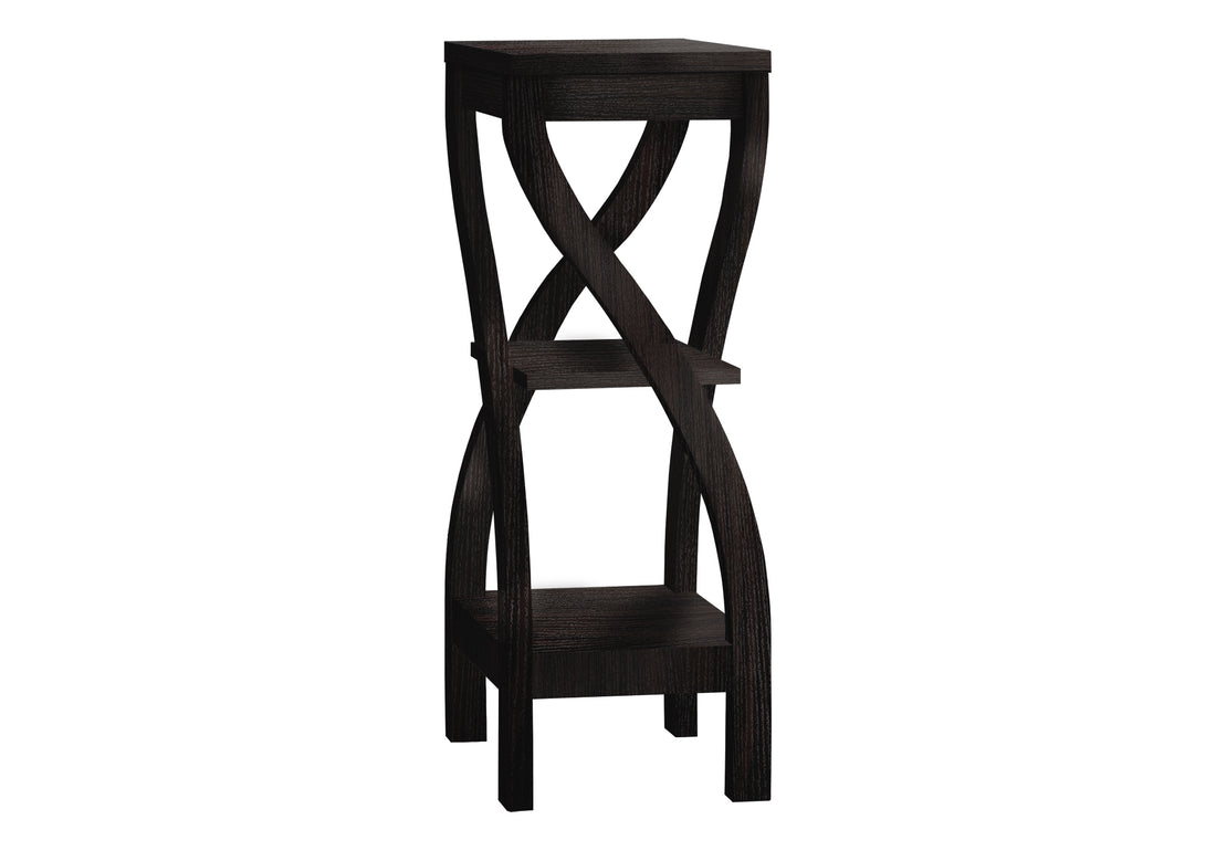 Accent Table, Side, End, Plant Stand, Square, Living Room, Bedroom, Brown Laminate, Contemporary, Modern Espresso Particle Board