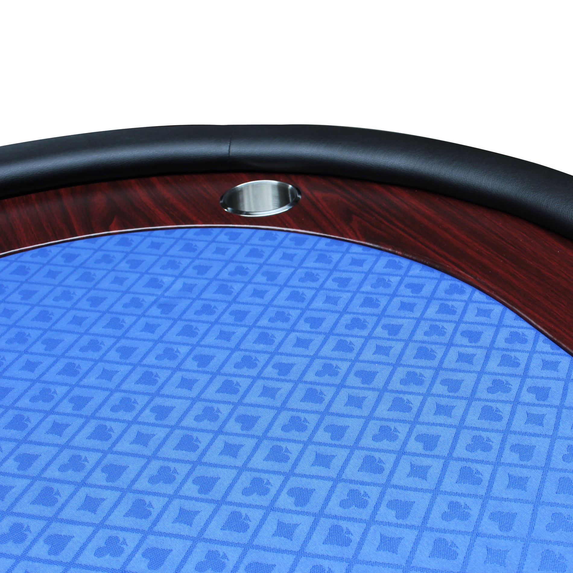 96" Light Series Foldable Poker Table With Wooden Racetrack Felt Stainless Legs Cup Holders Blue Blue Primary Living Space Modern Wood Stainless Steel