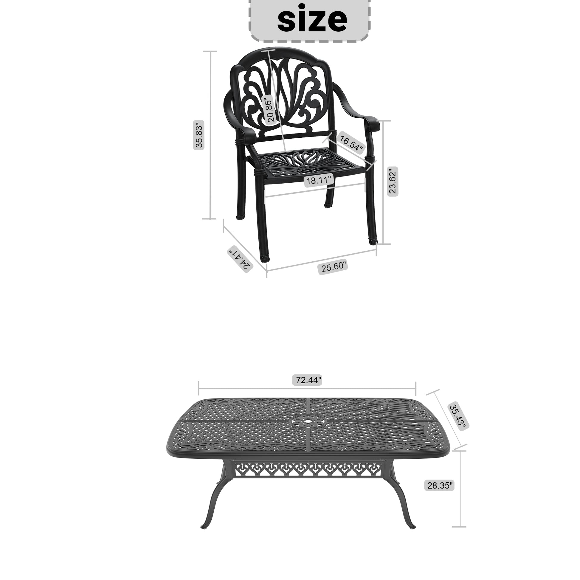 Cushions In Random Colors 7 Piece Set Of Cast Aluminum Patio Furniture With Cushions Yes Dining Set Off White Black Seats 6 Rust Resistant Frame Water Resistant Cushion Garden & Outdoor Complete Patio Sets Aluminium