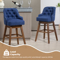 Coolmore Bar Stools Set Of 2 Counter Height Chairs With Footrest For Kitchen, Dining Room And 360 Degree Solid Wood Legs Swivel Bar Stools Set Of 2 Navy Linen Navy Foam Linen