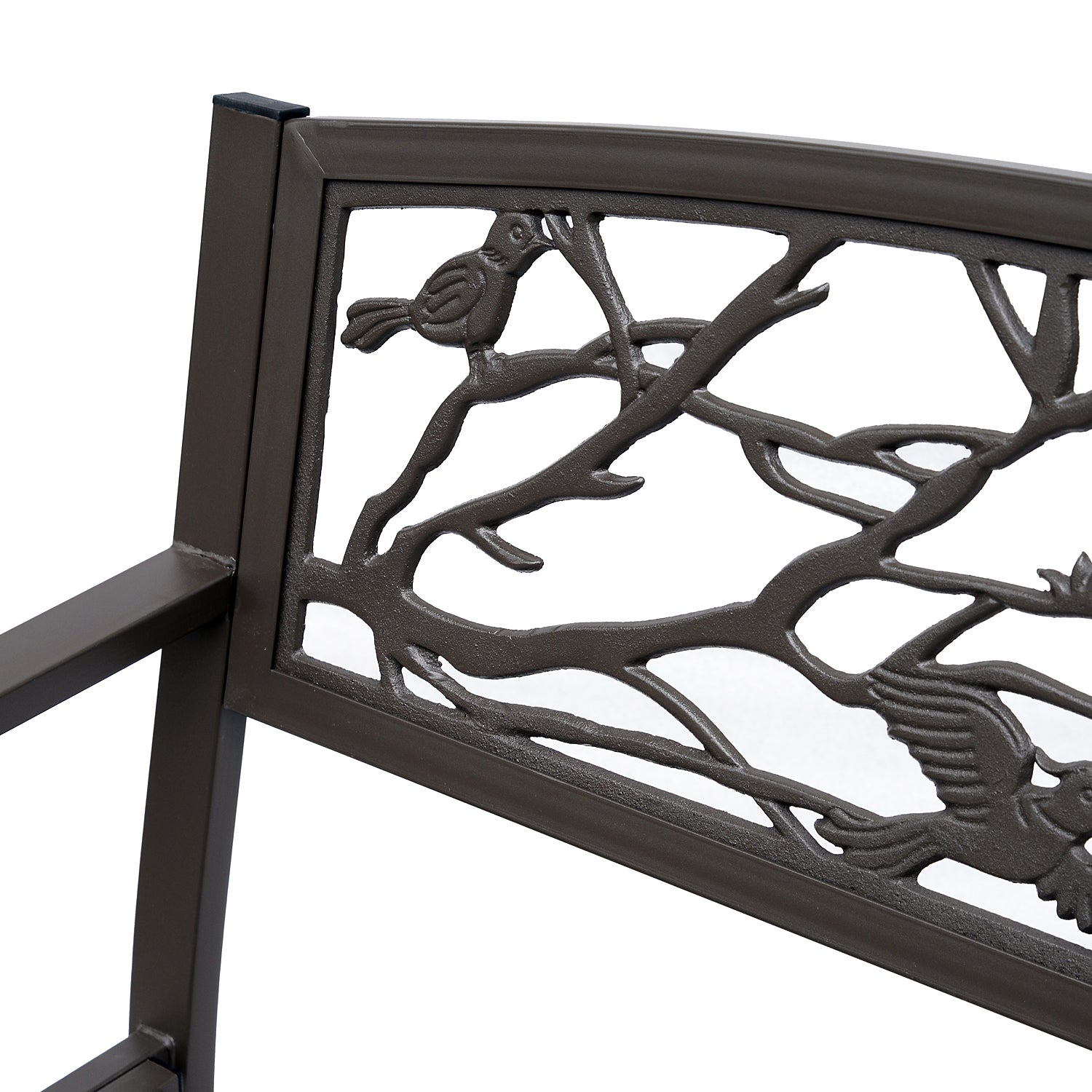 Outsunny 50" Garden Bench, Outdoor Patio Bench With Animal Pattern, Cast Steel Metal Bench For Yard, Lawn, Porch, Brown Brown Iron