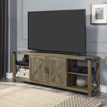 Rustic Oak Tv Stand 2 Door Tv Stand With 2 Shelf Rustic Primary Living Space 70 Inches 70 79 Inches Rustic 70 Inches Mdf
