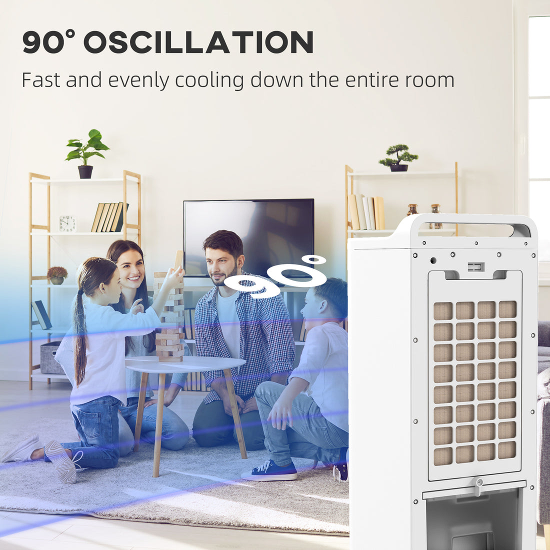 Homcom 26" Evaporative Air Cooler With Ice Packs, 3 In 1 Ice Cooling Fan, Portable Swamp Cooler With Water Tank, Timer, 90 Oscillating, Remote, For Home Office Bedroom White Abs