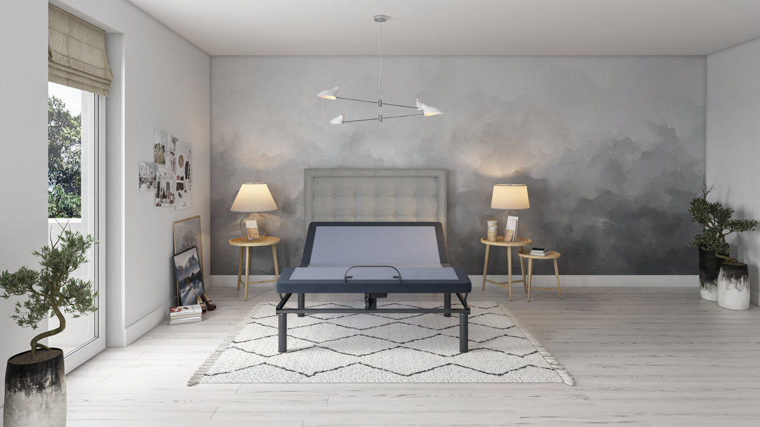 Bt3000 King Adjustable Bed Base With Head And Foot Position Adjustment Box Spring Not Required King Blue Grey Steel