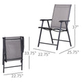 Outsunny Set Of 2 Patio Folding Chairs, Stackable Outdoor Sling Patio Dining Chairs With Armrests For Lawn, Camping, Dining, Beach, Metal Frame, No Assembly, Gray Gray Fabric Metal