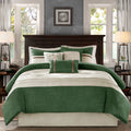 7 Pc Pieced Faux Suede Comforter Set Green Cal King California King Green Polyester