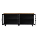 Farmhouse Tv Stand With Tempered Glass Doors For Tvs Up To 70