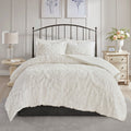 3 Piece Tufted Cotton Chenille Da Comforter Set Off White Full Queen Full Off White Cotton