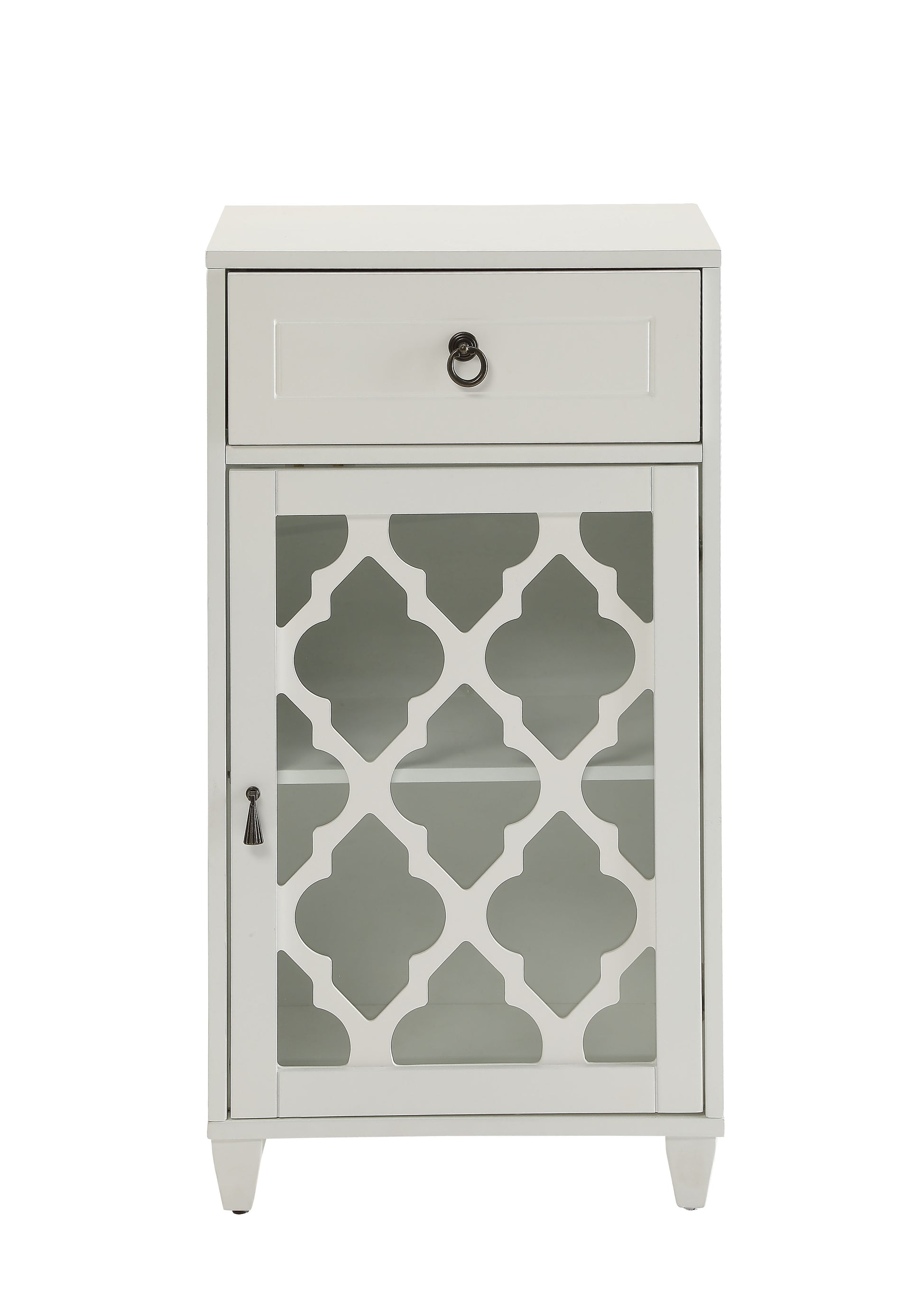 Ceara White Finish Accent Table White Glass,Synthetic Wood