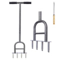 Lawn Coring Aerator, 4 Corer Plug Aerator Tool With Soft Rubber Grip, Manual Grass Aerating Tool, Garden Tool & Cleaning Hand Tool For Loosening Soil And Improving Lawn Health Gray Steel