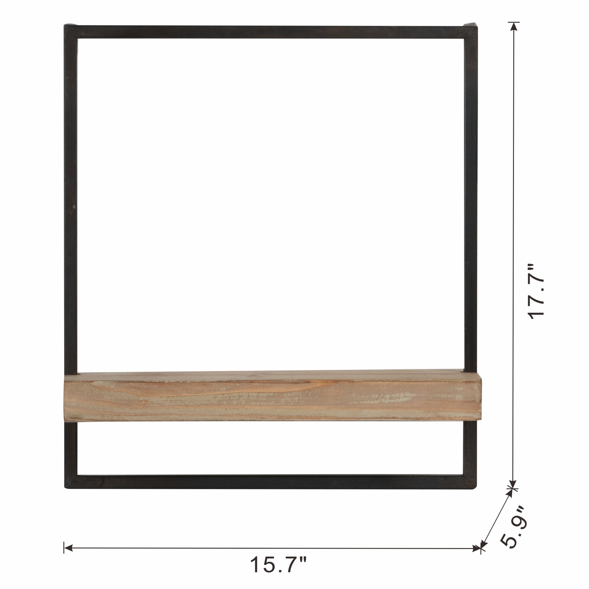 15.7" X 5.9" X 17.7" Iron And Wood Wall Shelf, Wall Hanging Decor, Home Decor Accent Black Brown Iron