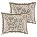 8 Piece Jacquard Comforter Set Tan Ivory Cal King California King Tan Ivory Polyester
