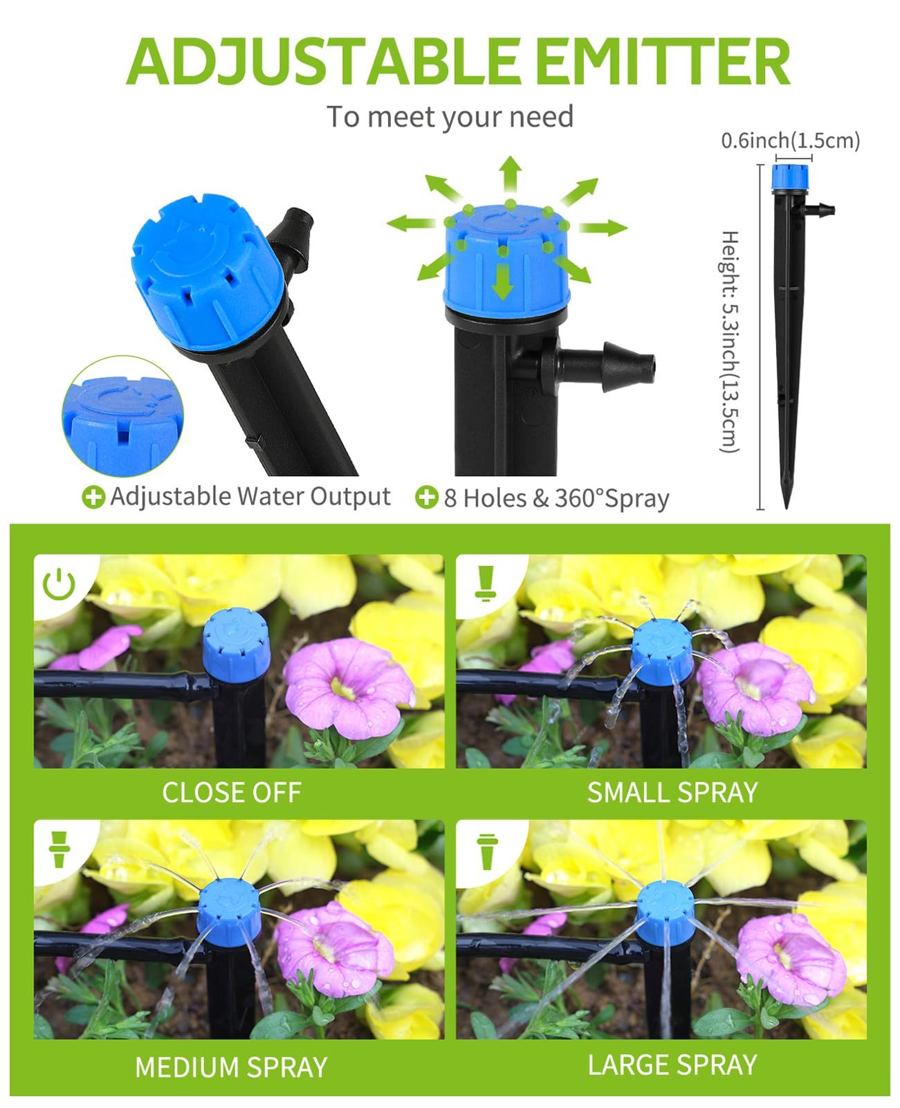 100Ft Drip Irrigation Kit Plant Watering System 8X5Mm Blank Distribution Tubing Diy Automatic Irrigation Equipment Set For Garden Greenhouse Flower Bed Patio Lawn Black Brass
