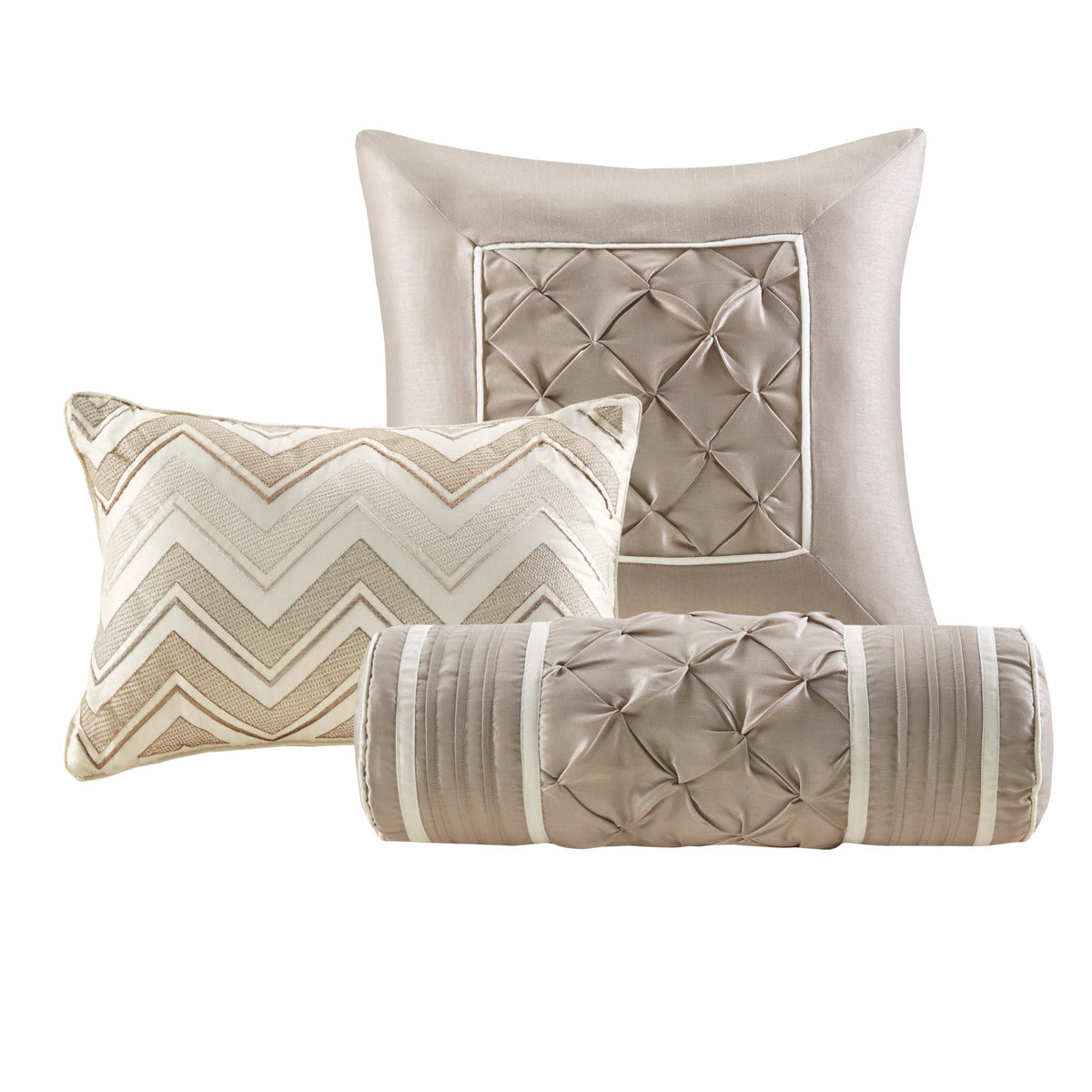 7 Piece Tufted Comforter Set Ivory Queen Queen Ivory Polyester