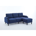 Blue Color Knock Down 3 Seat Combo Sofa With Storage Ottoman For Living Room Apartment Bedroom And Compact Room,Room, Upholstered Sectional Couch, L Shaped Bench With A Footrest, A Individual Stool White Wood Primary Living Space Heavy Duty Pine 3 Seat
