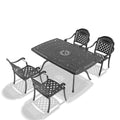 Cushions In Random Colors 5 Piece Set Of Cast Aluminum Patio Furniture With Cushions Yes Dining Set Black Seats 4 Rust Resistant Frame Water Resistant Cushion Garden & Outdoor Complete Patio Sets Aluminium