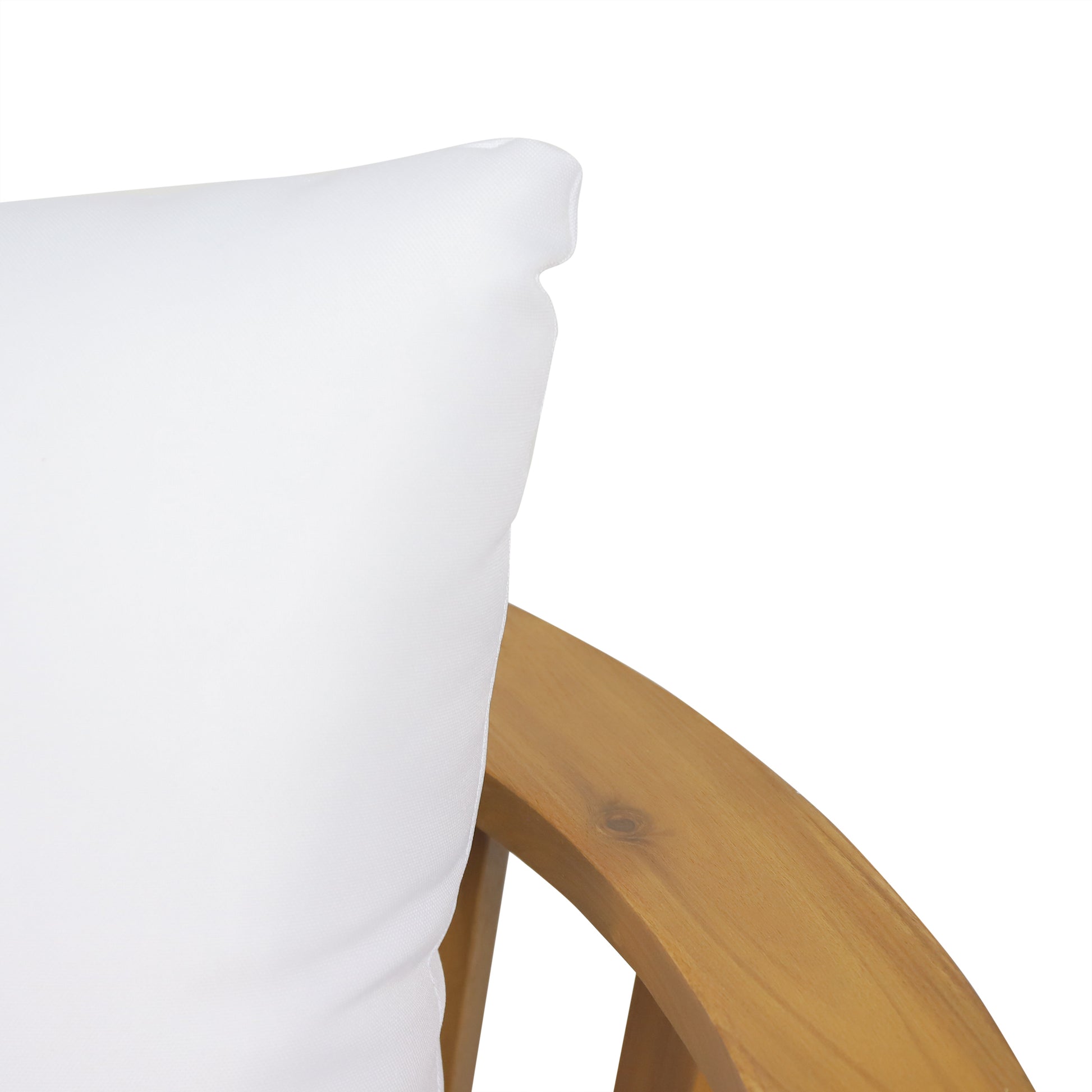 Outdoor Wooden Loveseat With Cushions White Teak 55.50" W X 27.00" D X 25.50" H Yes Teak Foam Acacia Wood