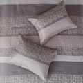 7 Piece Jacquard Comforter Set Grey Taupe Cal King California King Grey Taupe Polyester