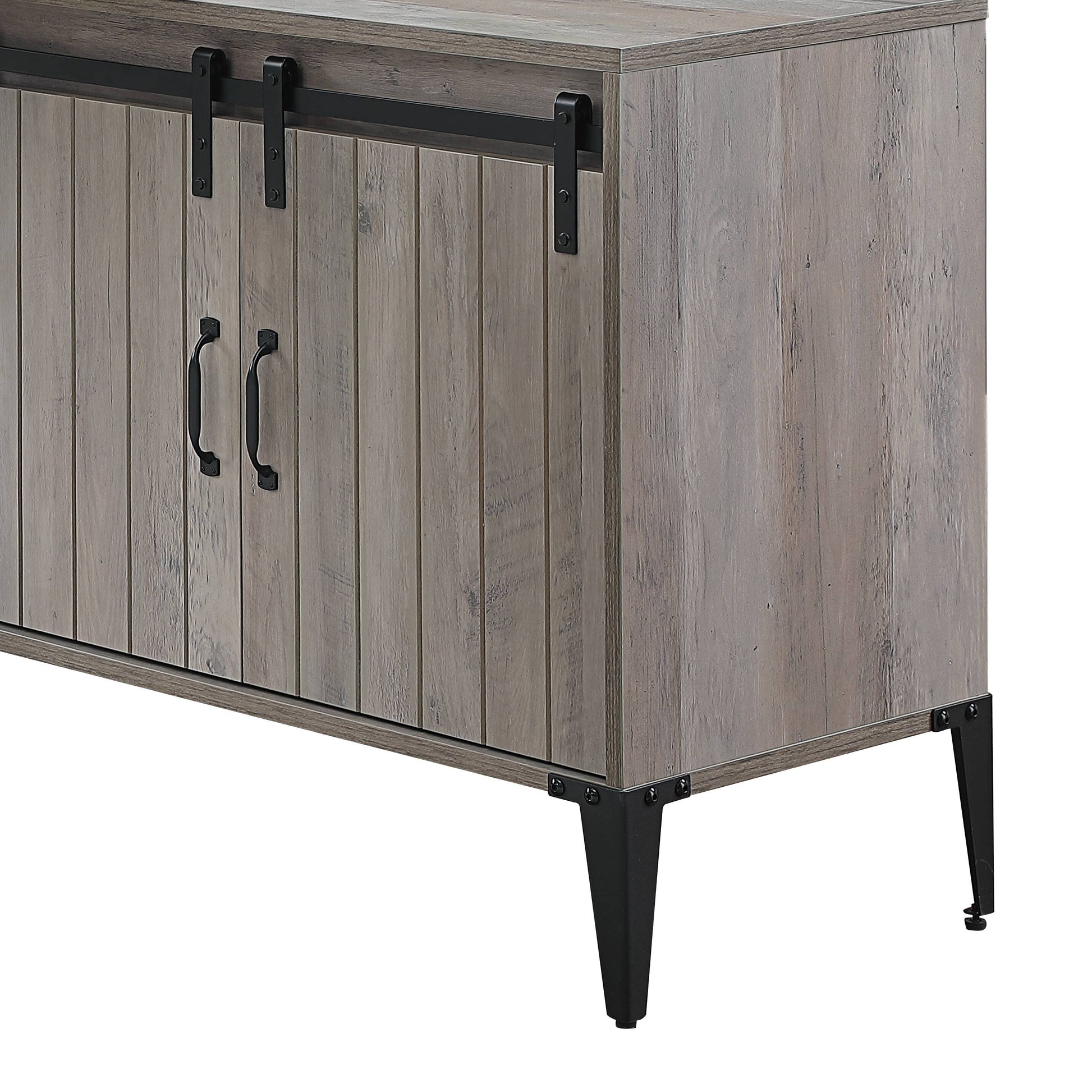 Zakwani 48" Gray Oak & Black Finish Writing Desk Gray Synthetic Wood