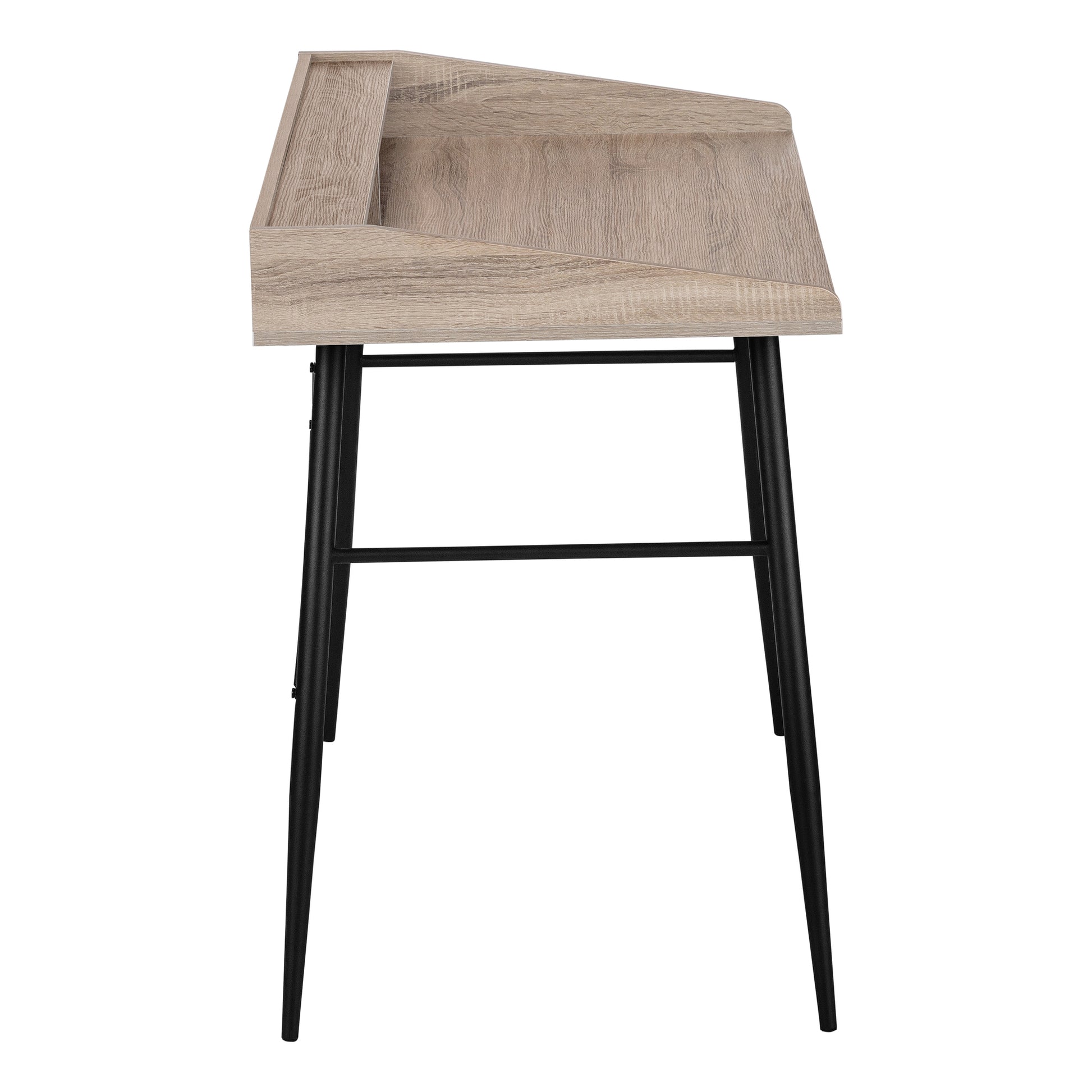Computer Desk, Home Office, Laptop, Storage Shelves, 48"L, Work, Brown Laminate, Black Metal, Contemporary, Modern Taupe Particle Board