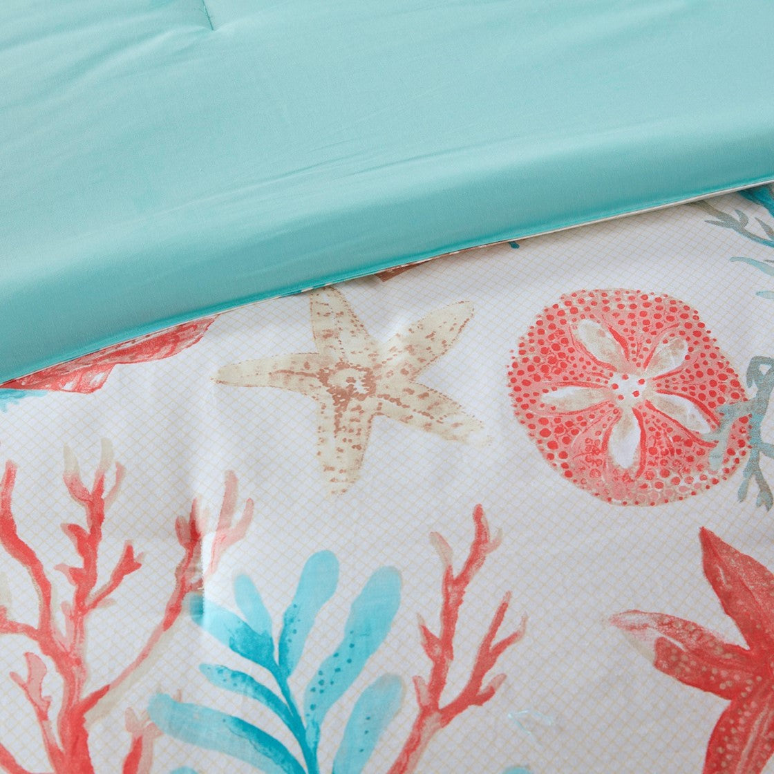 7 Piece Cotton Sateen Comforter Set Coral Cal King California King Coral Cotton