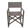 Metal Director Chair With X Shaped Braces, Set Of 2, Espresso Brown Brown Aluminium