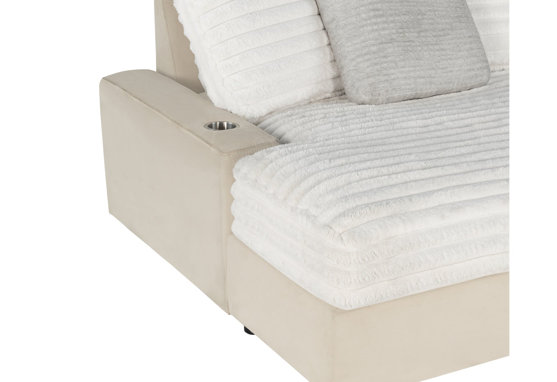Shine Beige Lounger Sofa With Usb Beige Fabric