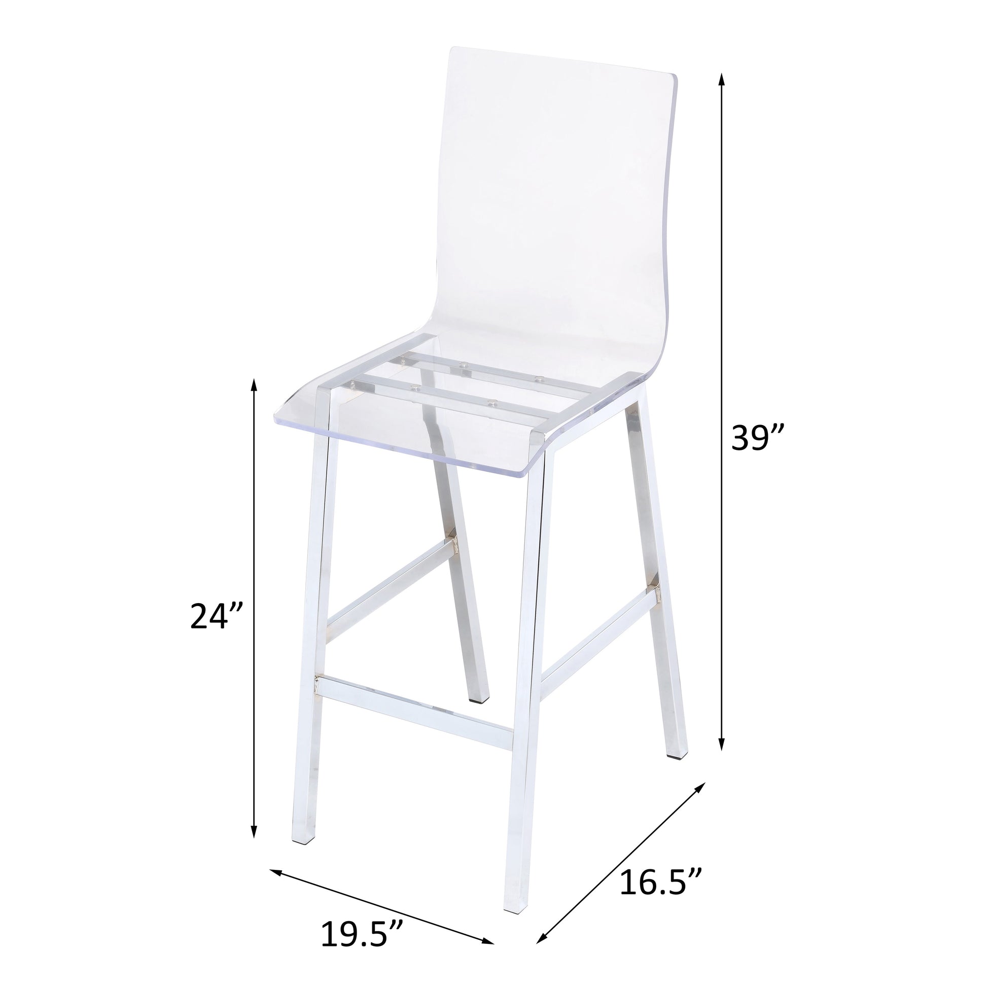 Clear And Chrome Armless Counter Height Chair Set Of 2 Clear Dining Room Contemporary Solid Back Set Of 2 Wood Plastic