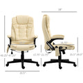 Homcom High Back Vibration Massage Office Chair With 6 Vibration Points, Heated Reclining Pu Leather Computer Chair With Armrest And Remote, Beige Beige Pu