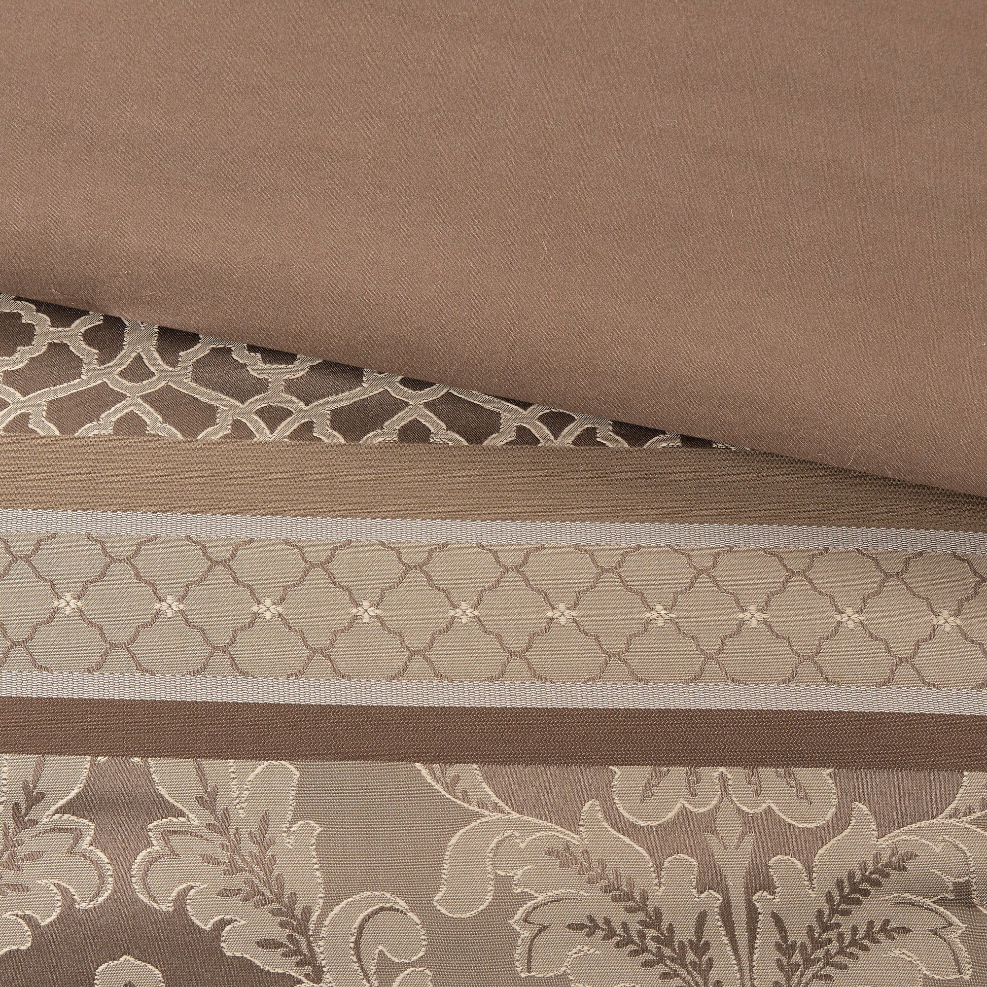 7 Piece Jacquard Comforter Set Brown Gold King King Brown Gold Polyester