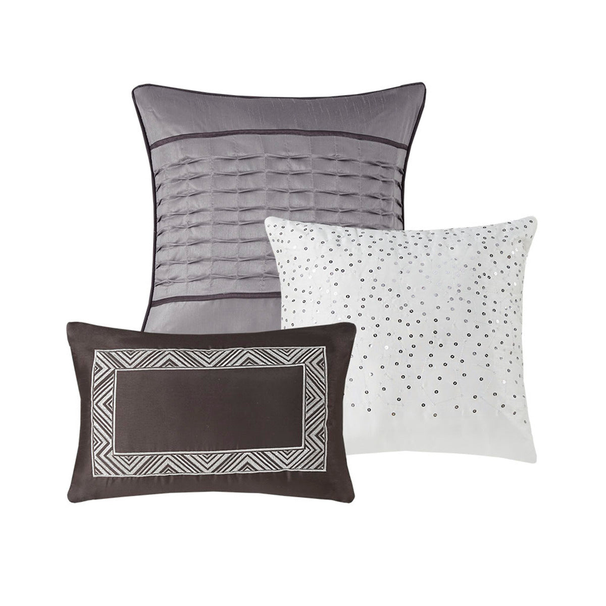 7 Piece Jacquard Comforter Set Grey Taupe Cal King California King Grey Taupe Polyester