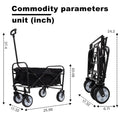 Minimeetall Extention Excollapsible Foldable Wagon Cart Beach Wagon Heavy Duty Utility Cart Utility Wagon Grocery Cart For For Camping Shopping Sports Gardeing Fishing Supports 225Lbs Black Black