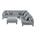 6Pc Modular Sectional Set Gray Corduroy Upholstery 3X Armless Chairs 2X Corner Seats 1X Ottoman Pillows Living Room Furniture Gray Corduroy Wood Primary Living Space Contemporary,Modern Modular