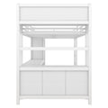 Metal Loft Bed With Wardrobe And L Shaped Desk, Full Size Loft Bed With Storage Cubes And Shelves, Heavy Duty Loft Bed For Kids Teens Adults, White Full Off White Metal